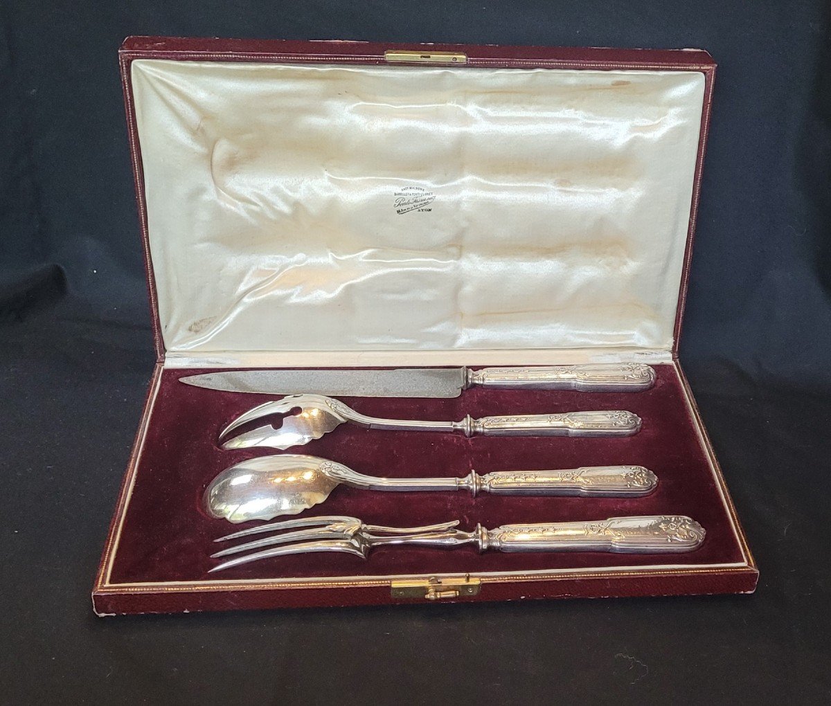 Emile Puiforcat: Silver-filled Service Cutlery Box, 19th Century-photo-2