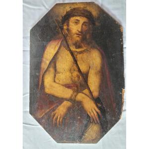 Christ In Outrages, Oil On Wood XVIIth
