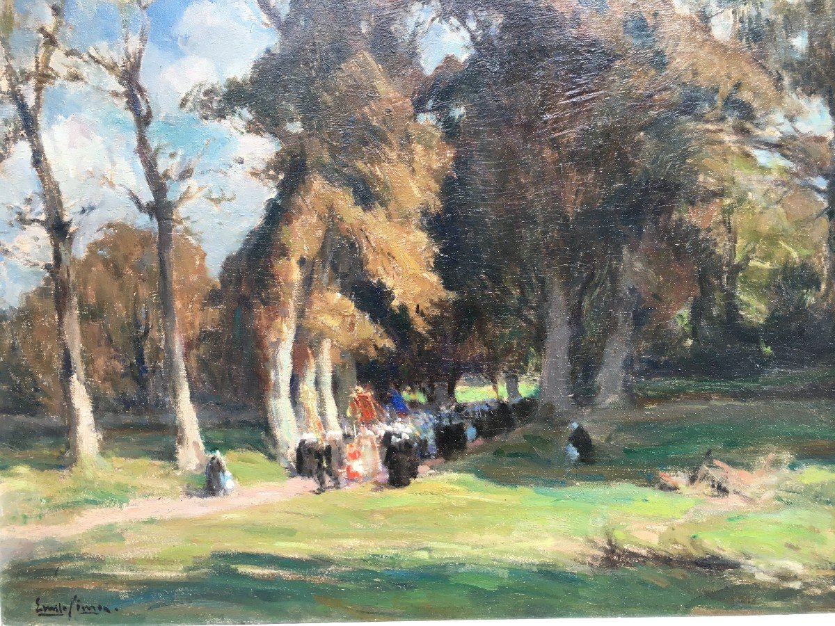 Tableau Pardon En Bretagne Par Emile Simon Procession Sous Les Arbres-photo-3