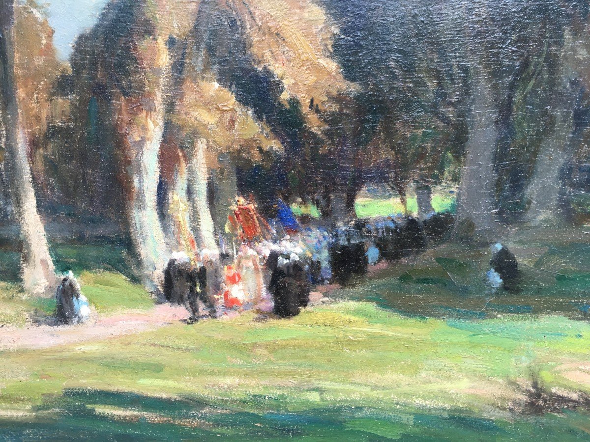 Tableau Pardon En Bretagne Par Emile Simon Procession Sous Les Arbres-photo-4