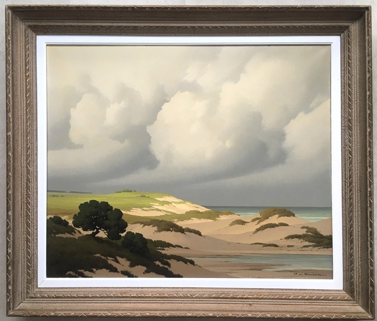 Grand  Tableau Peinture Pierre De Clausade Paysage Bord De Mer-photo-2