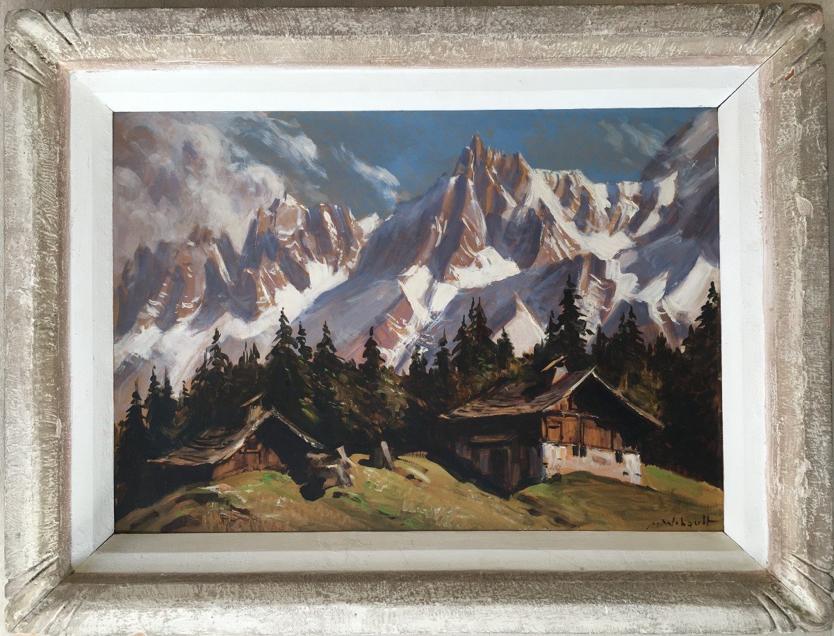 Superb Painting By Marcel Wibault Mountain Alps-photo-2