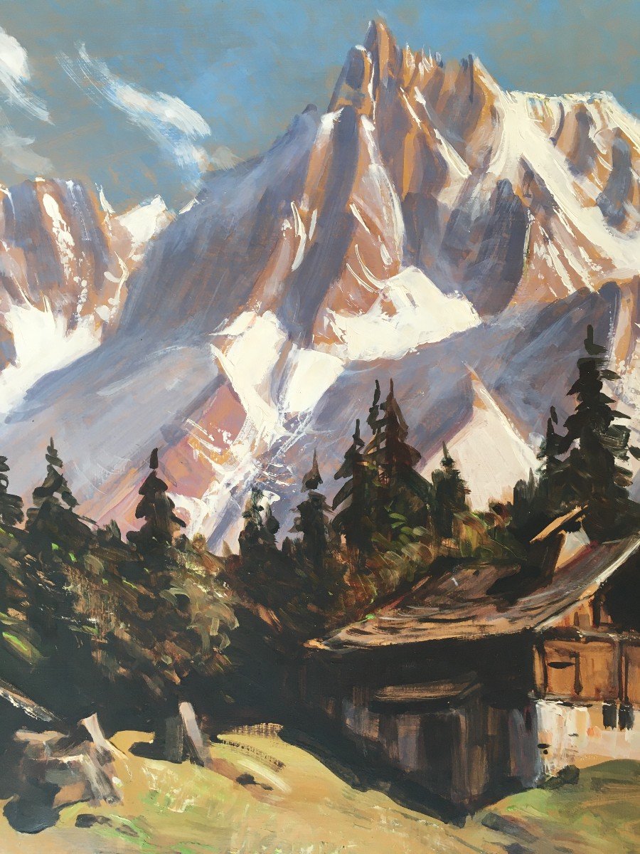 Superb Painting By Marcel Wibault Mountain Alps-photo-1