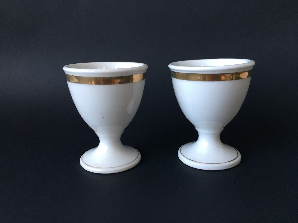 Pair Of Old Paris Porcelain Egg Cups 19th