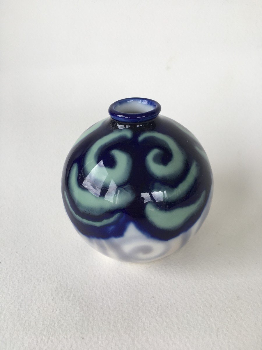 Small Camille Tharaud Vase In Limoges Porcelain 1930s Art Deco-photo-4