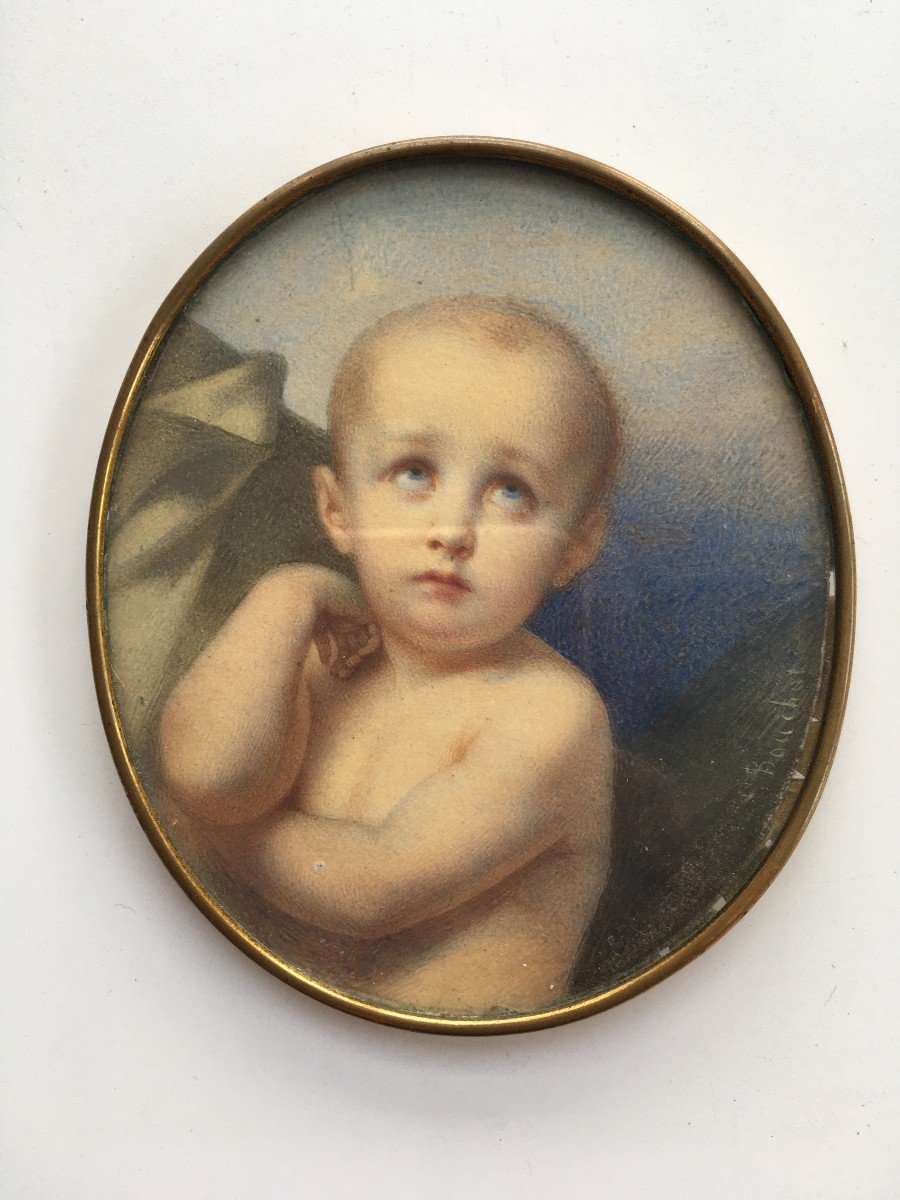 Miniature On Paper Child 19th Century