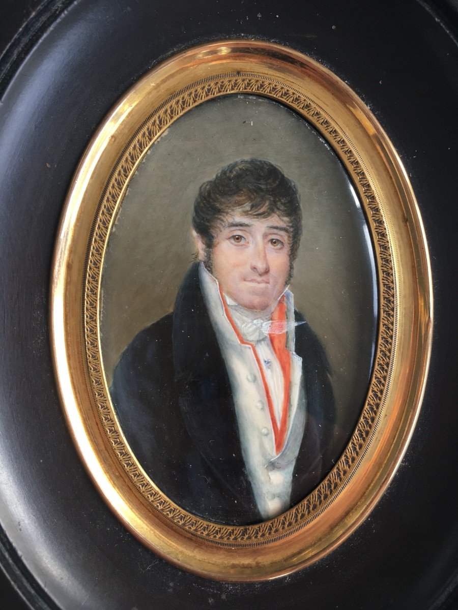 Miniature Portrait d'Un Homme époque Empire