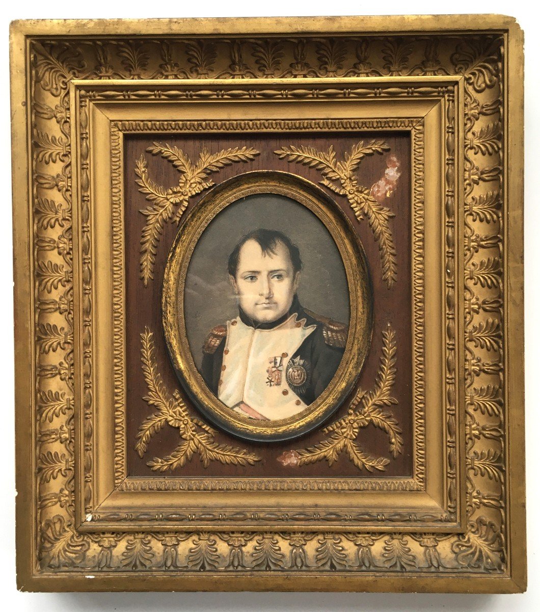 Miniature Portrait De Napoléon Signée