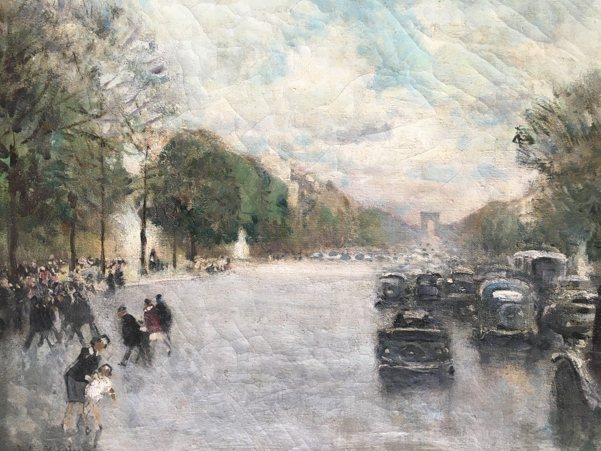 Tableau Peinture Jules René Herve Les Champs Elysées-photo-3