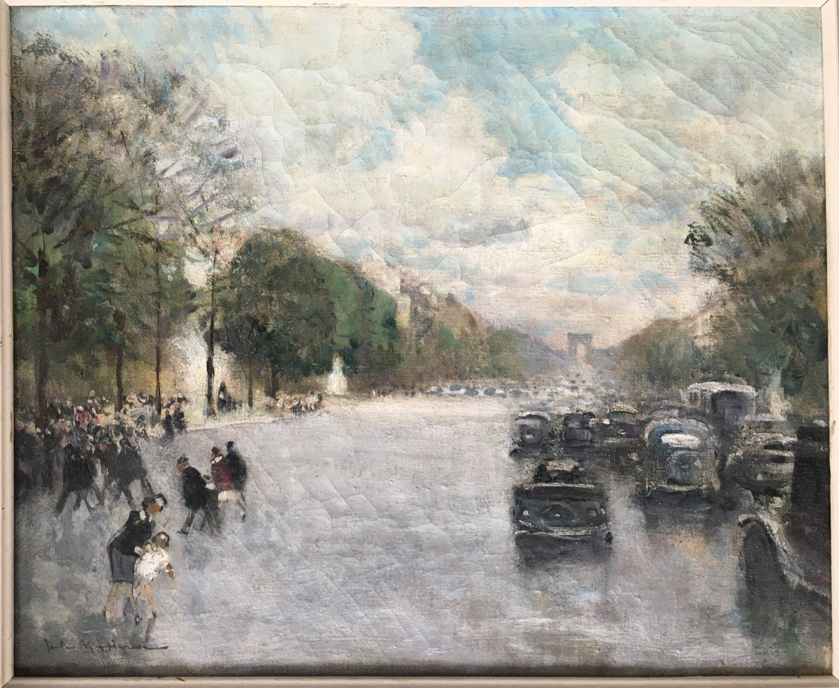 Painting By Jules René Herve The Champs Elysées