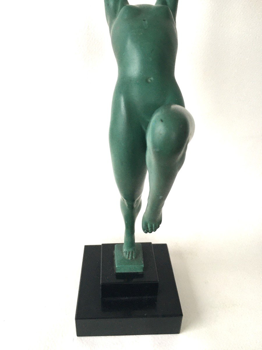 Statue Sculpture Femme Au Balon Ateliers Max Le Verrier Art Deco-photo-3