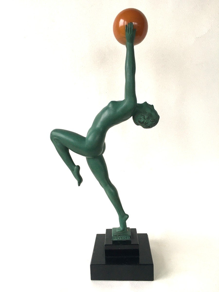 Statue Sculpture Femme Au Balon Ateliers Max Le Verrier Art Deco