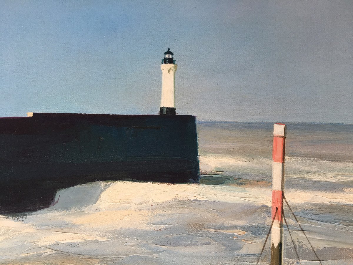 Très Beau Tableau Bord De Mer Jacques Ciry (1914-1982) Peinture Marine Phare-photo-4