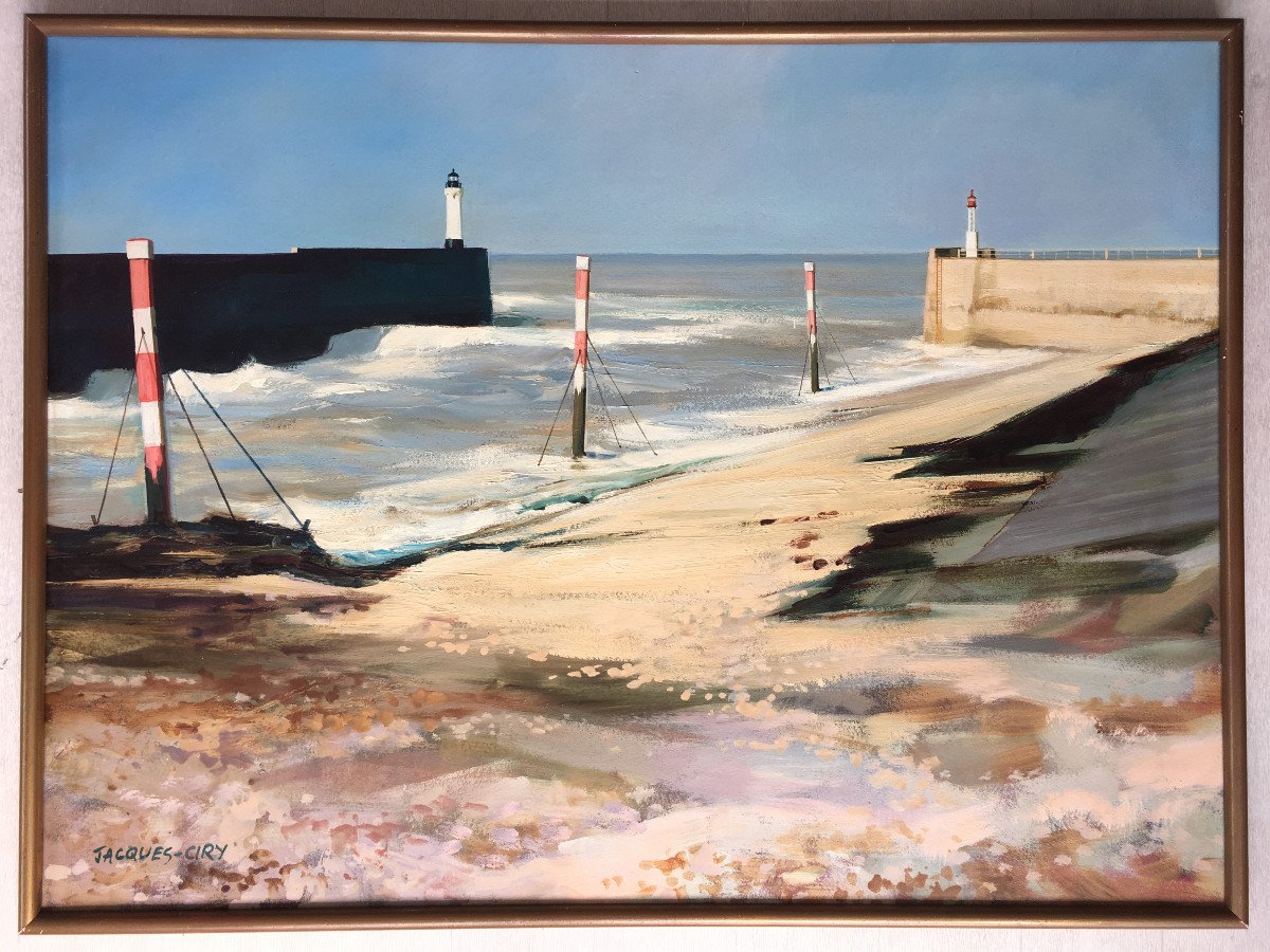 Très Beau Tableau Bord De Mer Jacques Ciry (1914-1982) Peinture Marine Phare