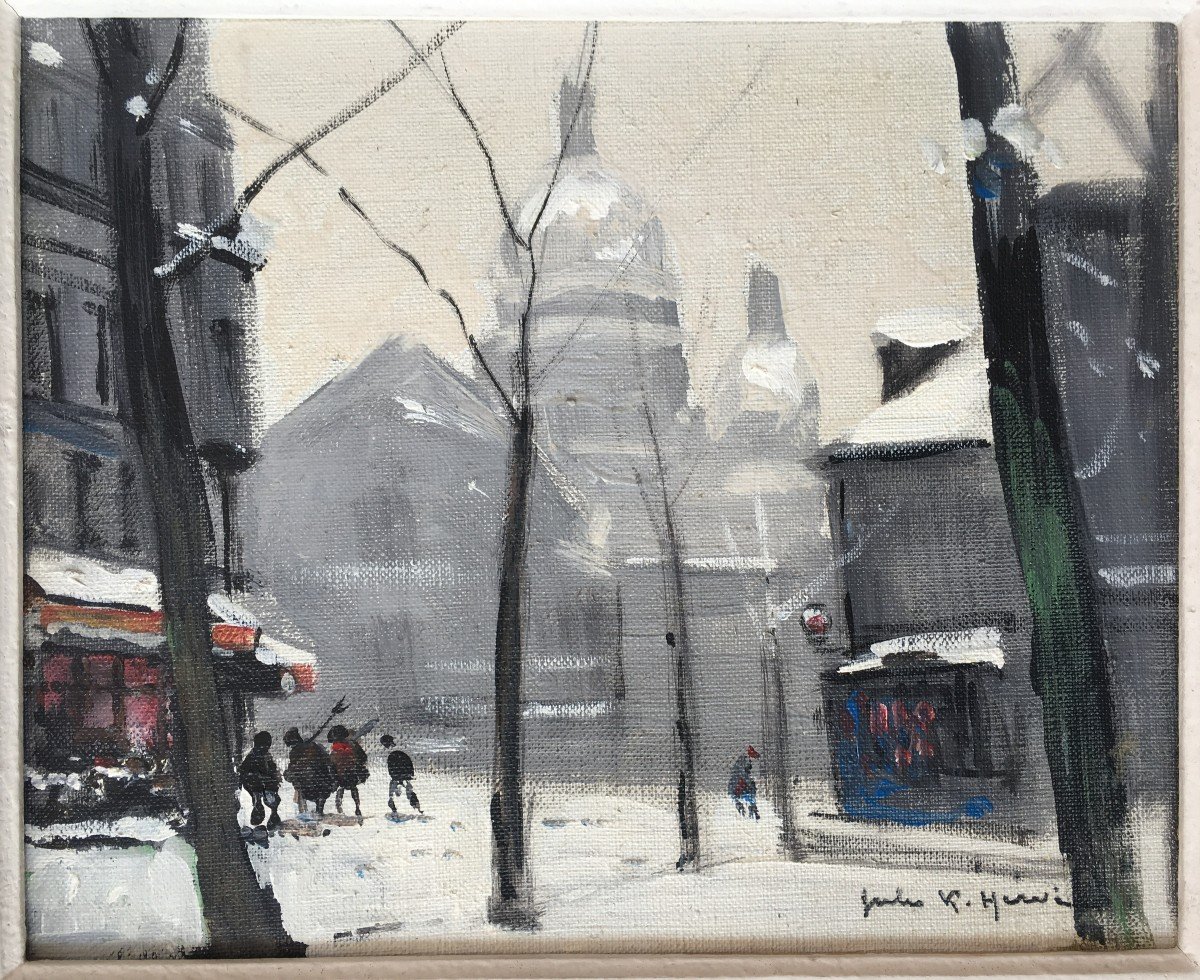 Montmartre Painting Under The Snow By Jules René Hervé-photo-2