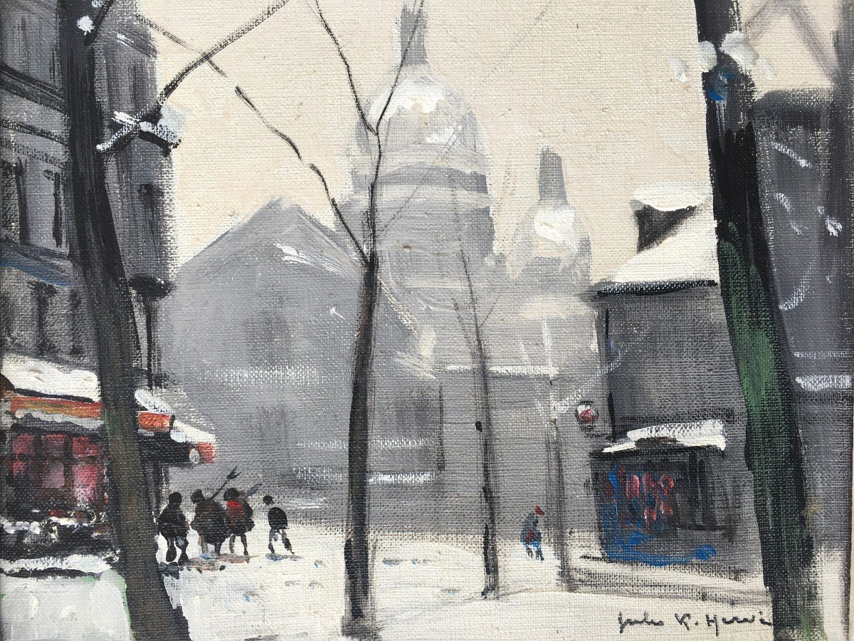 Montmartre Painting Under The Snow By Jules René Hervé-photo-3