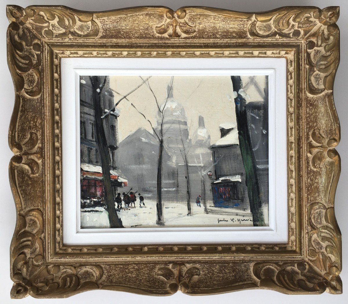 Montmartre Painting Under The Snow By Jules René Hervé