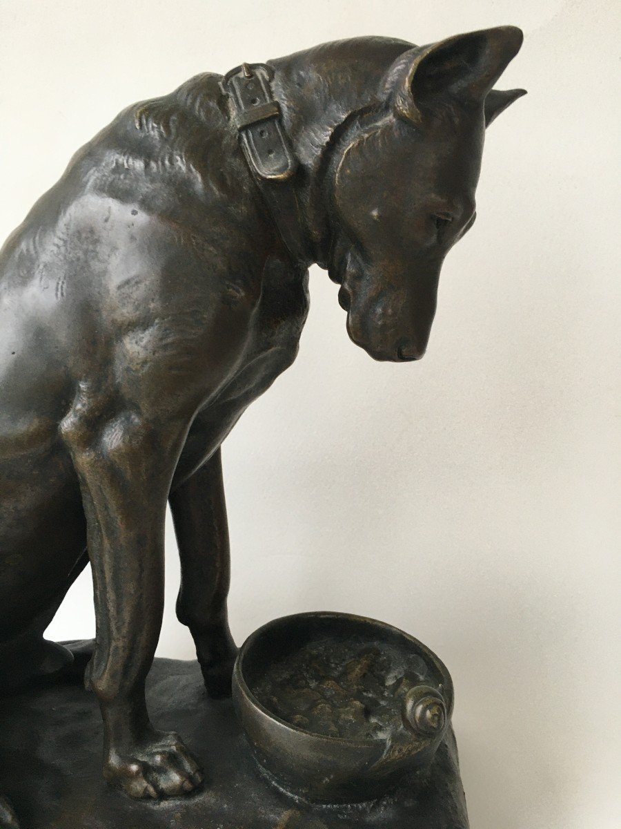 Bronze Sculpture The Dog And The Snail By Stanislas Lami 1858 1944-photo-2