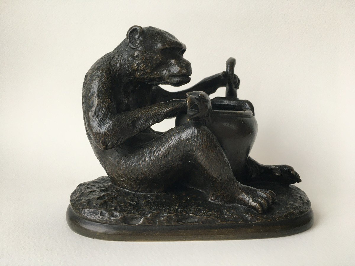 Curious Bronze Monkey Attributed To Christophe Fratin