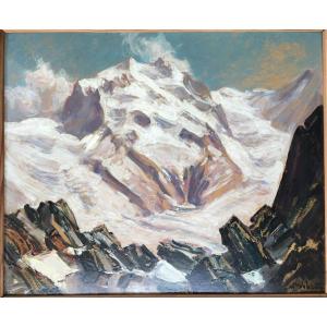 Tableau Peinture Marcel Wibault Paysage De Montagne Chamonix