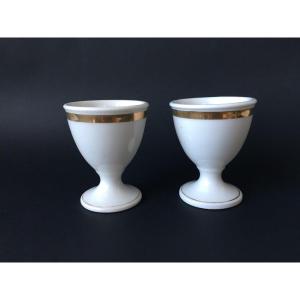 Pair Of Old Paris Porcelain Egg Cups 19th