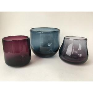 Series Of Three Vase Dieulefit Glassware Claude Morin