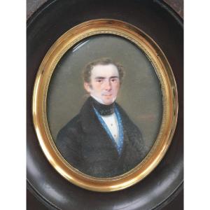 Miniature Portrait d'Un Homme Signée Charles Reichard 1841