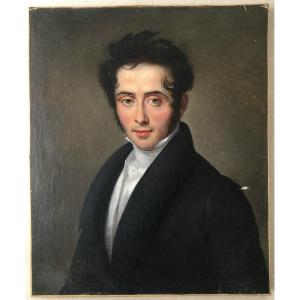 Painting Portrait Of A Young Man From The Empire Restoration Period