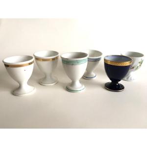 Set Of 6 Antique Porcelain Egg Cups Including Haviland