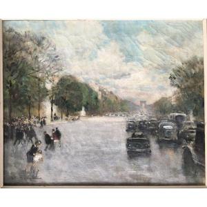 Painting By Jules René Herve The Champs Elysées