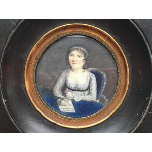 Miniature Portrait De Femme époque Empire Nominatif