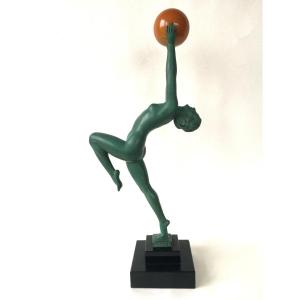 Statue Sculpture Femme Au Balon Ateliers Max Le Verrier Art Deco