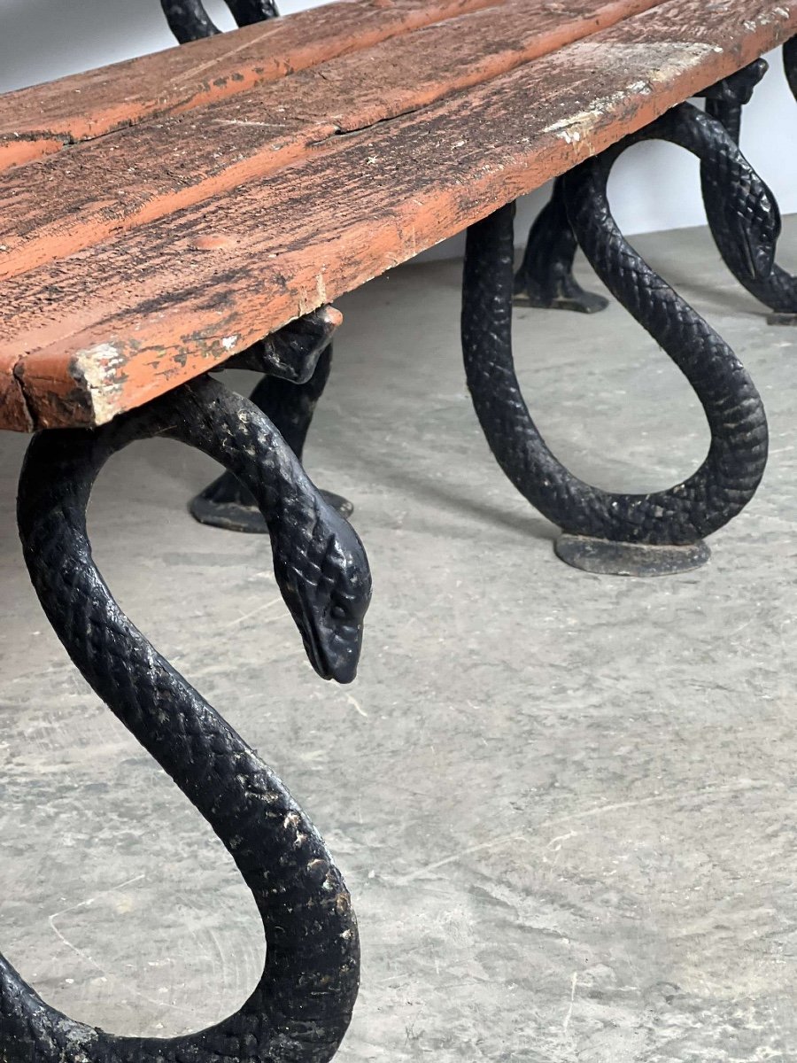 Cast Iron Serpent Garden Bench -photo-2