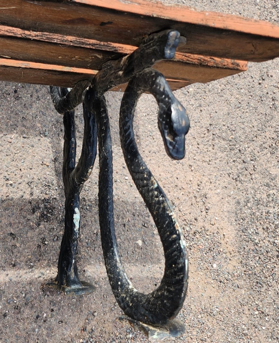 Cast Iron Serpent Garden Bench -photo-2