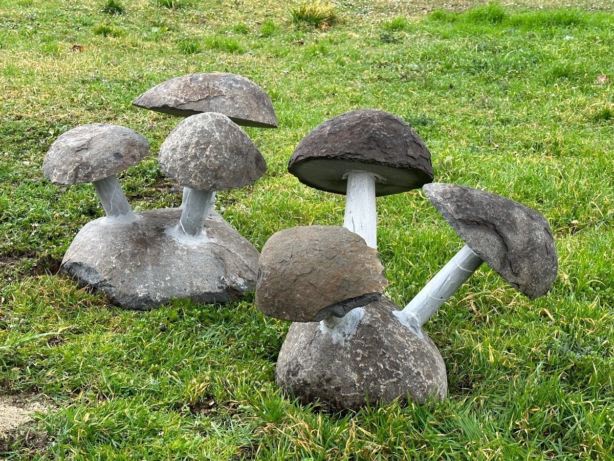 Ensemble De 6 Champignons En Pierre De Granit-photo-2