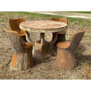 Faux Wood Concrete Garden Furniture 