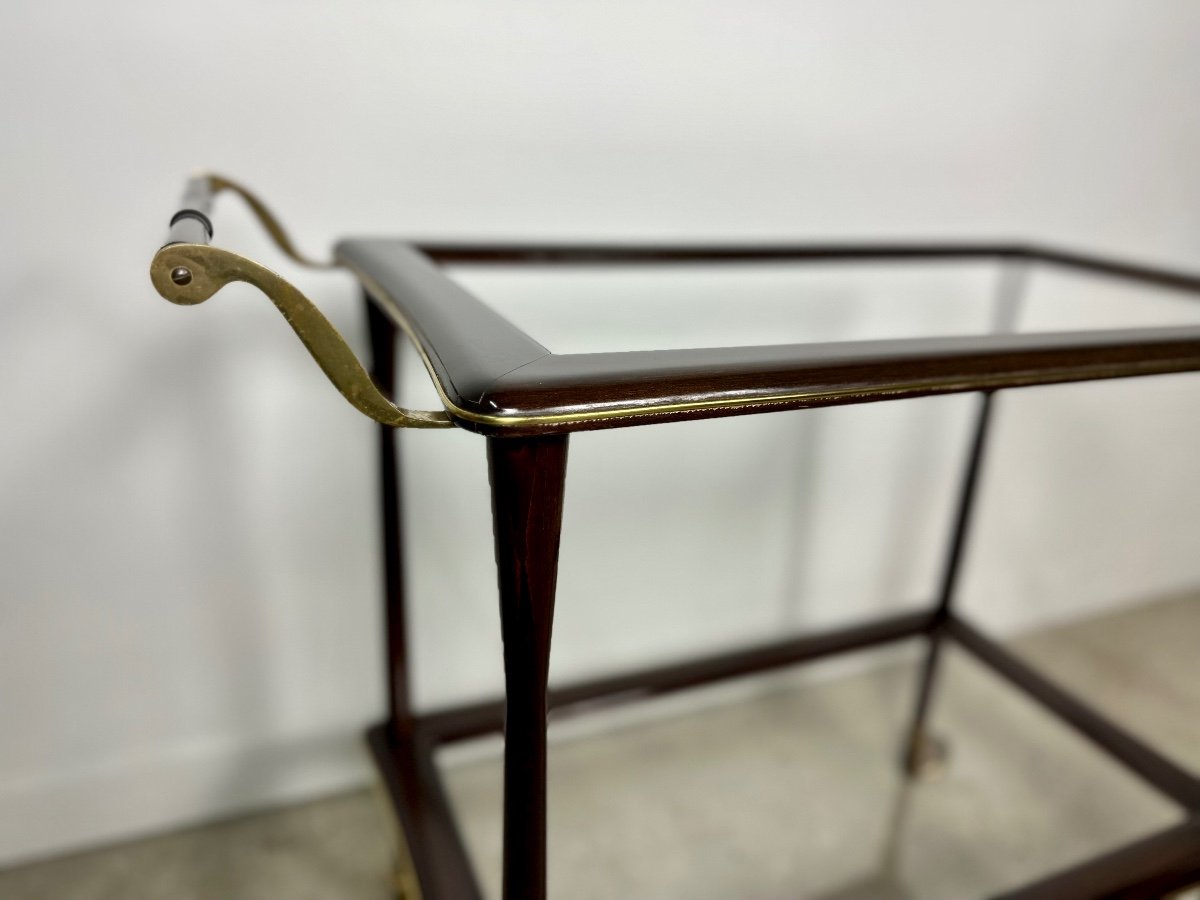 Dessert / Rolling Table In Rosewood And Brass Cesare Lacca Italy 1950-photo-5