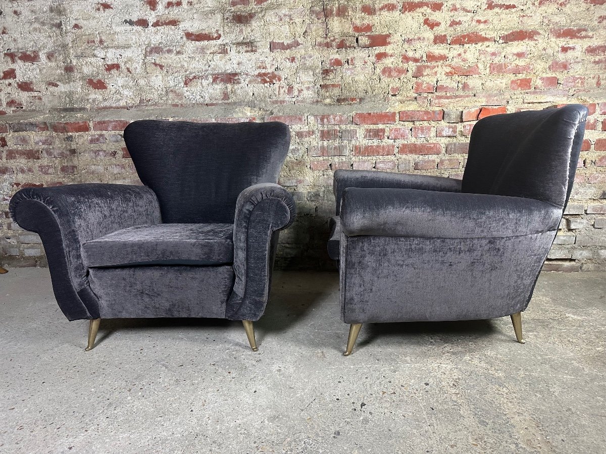 Armchairs (the Pair) Italian Vintage 50's By Isa Bergamo-photo-2