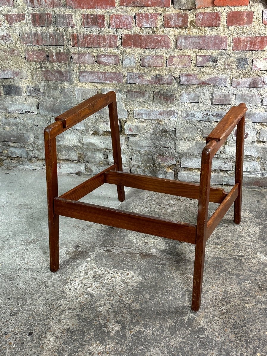 Pj Muntendam Rocking Chair In Teak And Rattan Vintage 1950-photo-5