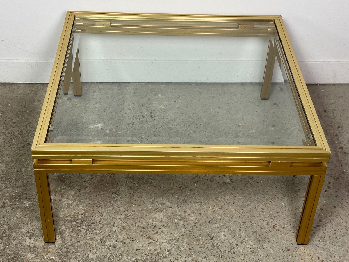 Pierre Vandel Coffee Table In Golden Aluminum Vintage 1970-photo-3