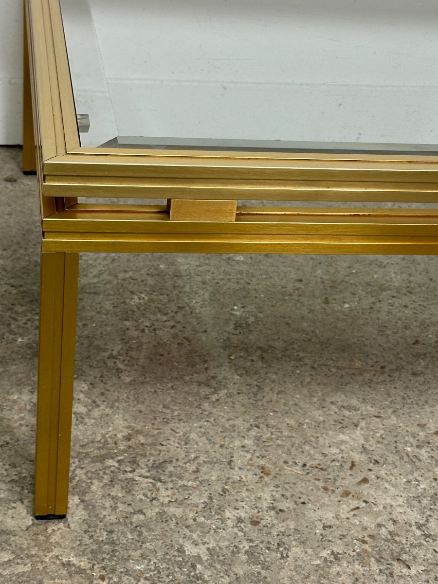 Pierre Vandel Coffee Table In Golden Aluminum Vintage 1970-photo-2