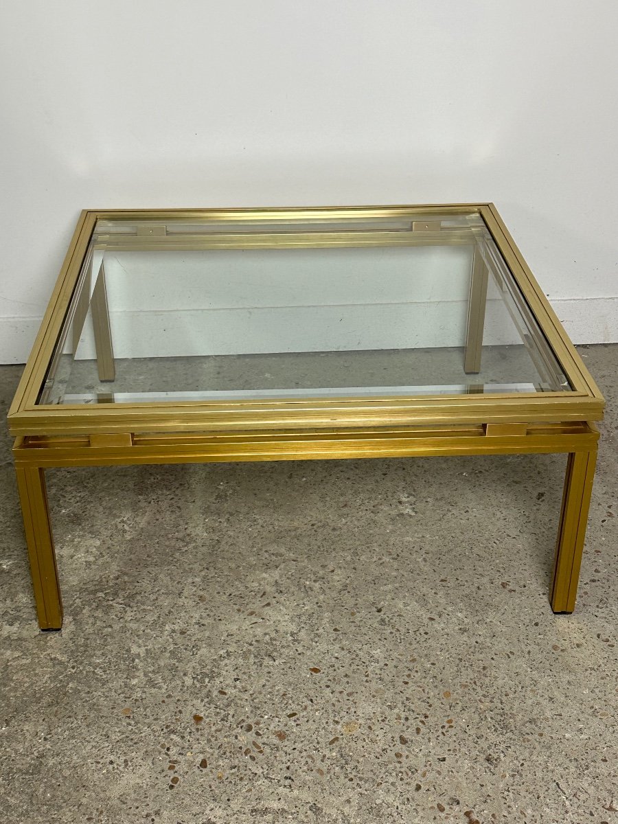 Pierre Vandel Coffee Table In Golden Aluminum Vintage 1970-photo-5