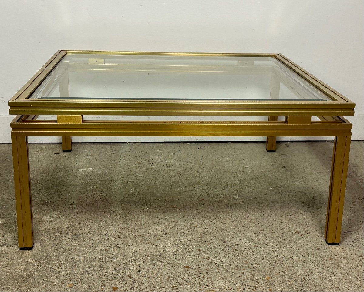 Pierre Vandel Coffee Table In Golden Aluminum Vintage 1970