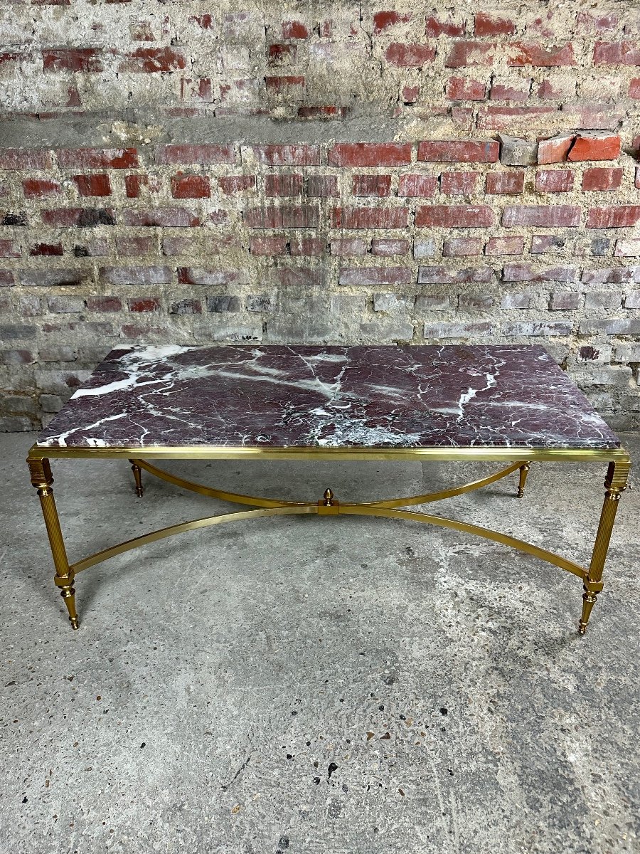 Bronze Coffee Table With Marble Top 1970