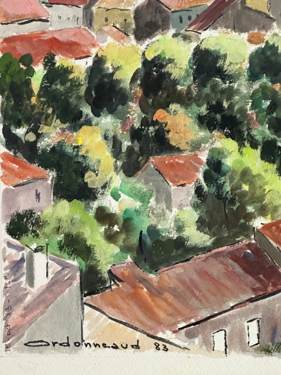 Peinture / Aquarelle Paysage De Provence Signé Jean Ordonneaud 1983-photo-3