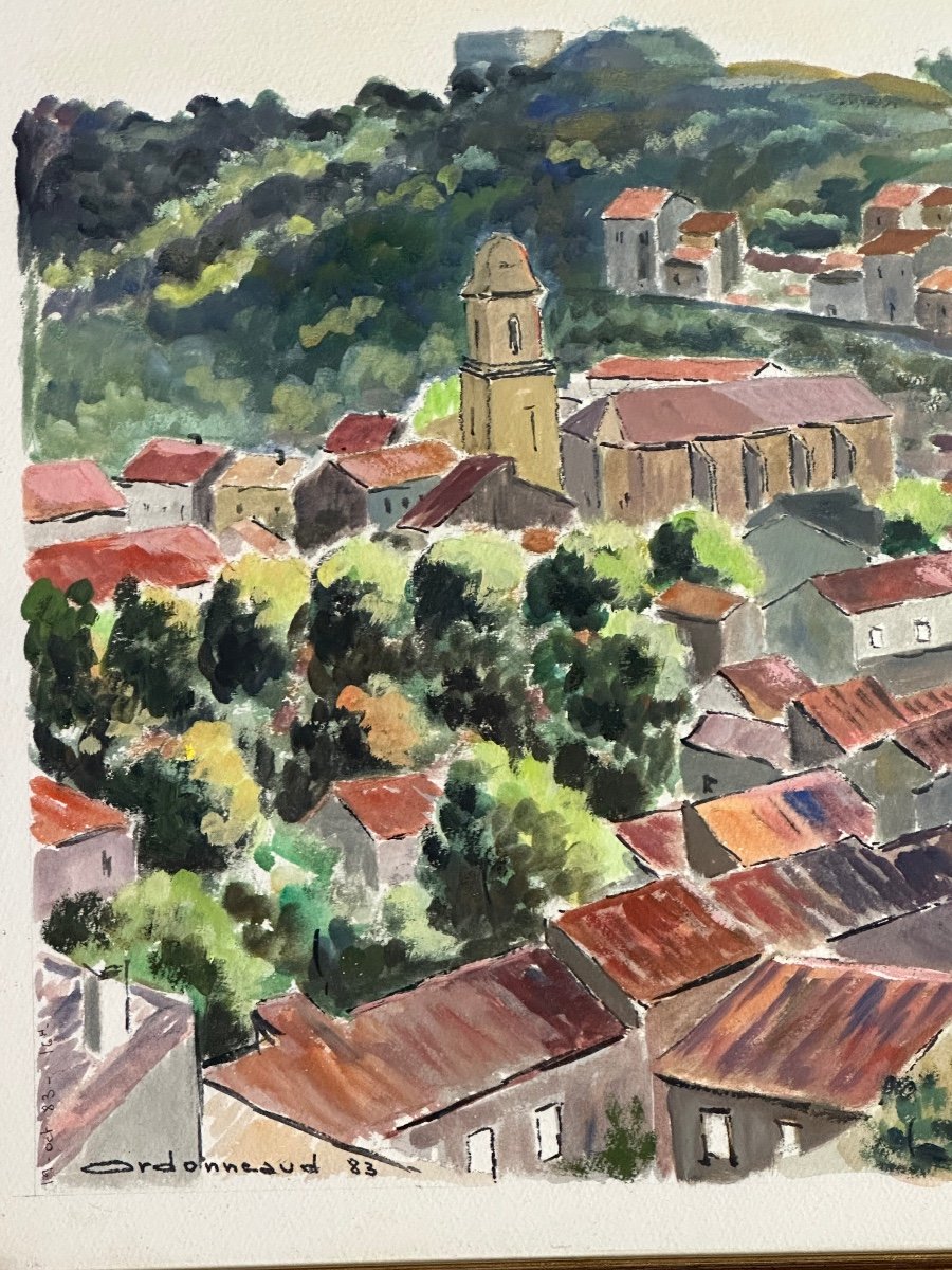 Peinture / Aquarelle Paysage De Provence Signé Jean Ordonneaud 1983-photo-4