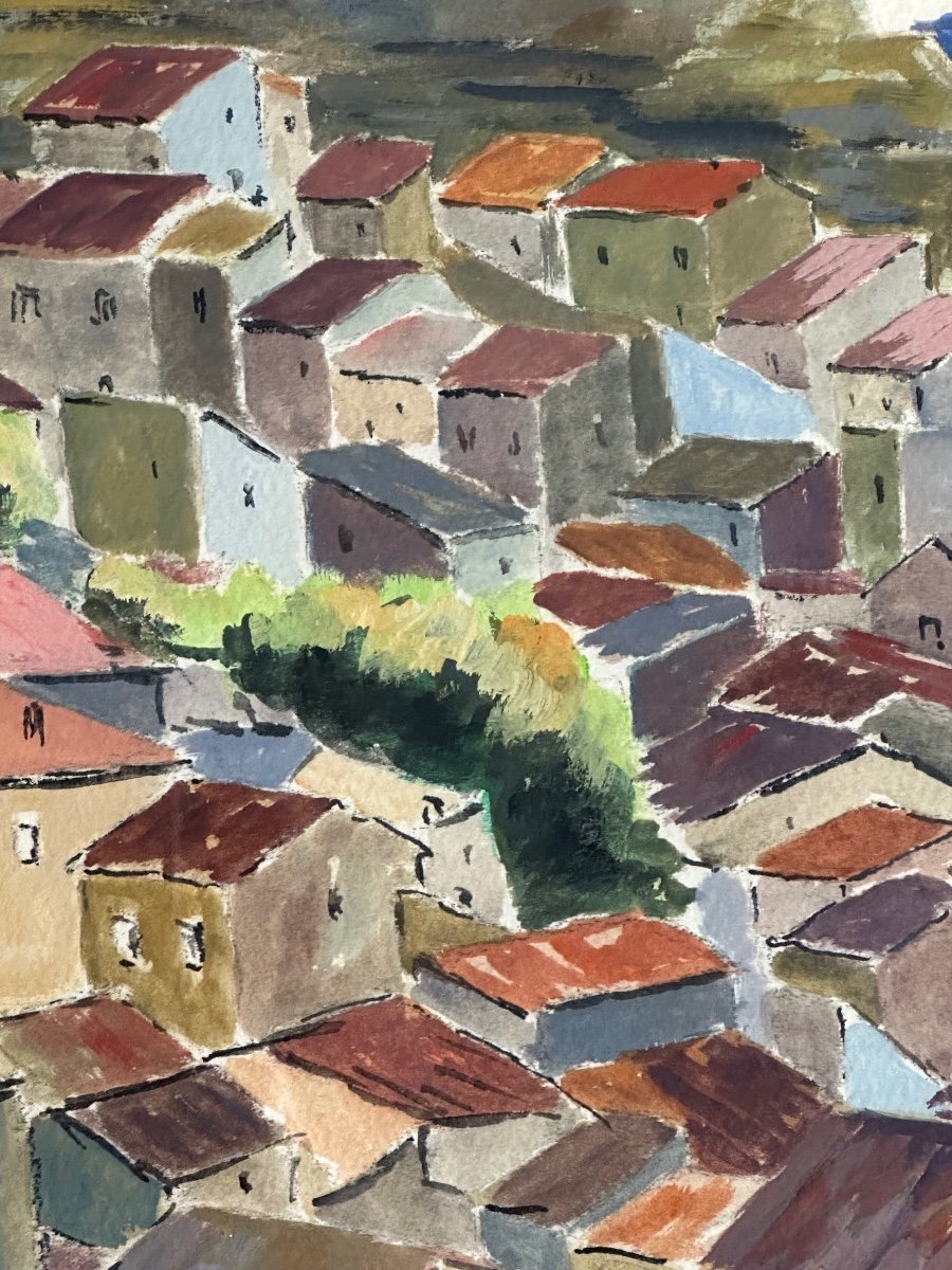 Peinture / Aquarelle Paysage De Provence Signé Jean Ordonneaud 1983-photo-2