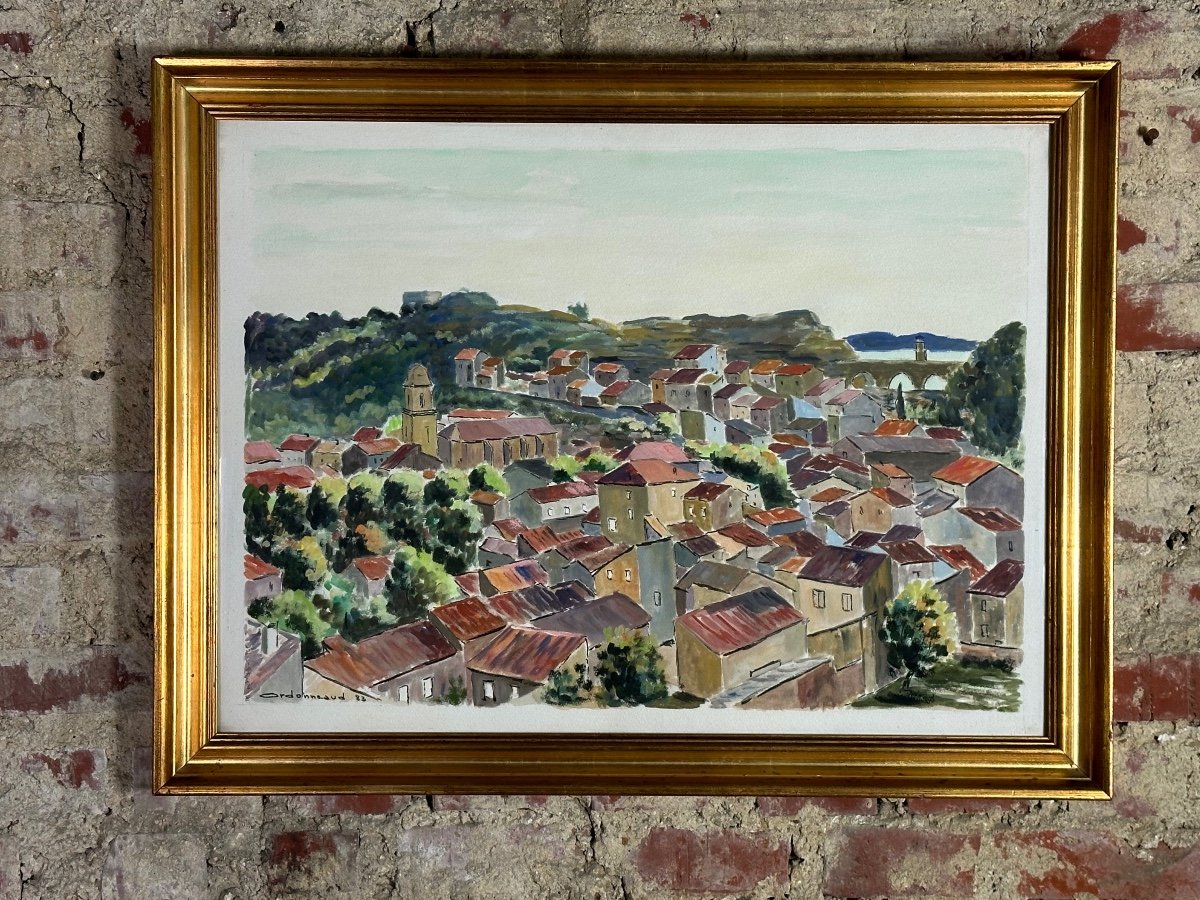 Peinture / Aquarelle Paysage De Provence Signé Jean Ordonneaud 1983-photo-3