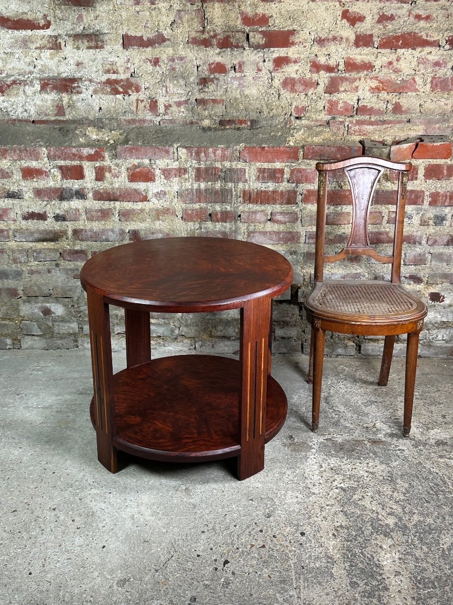 Art Deco Side Table / Pedestal Table In Rio Rosewood-photo-1