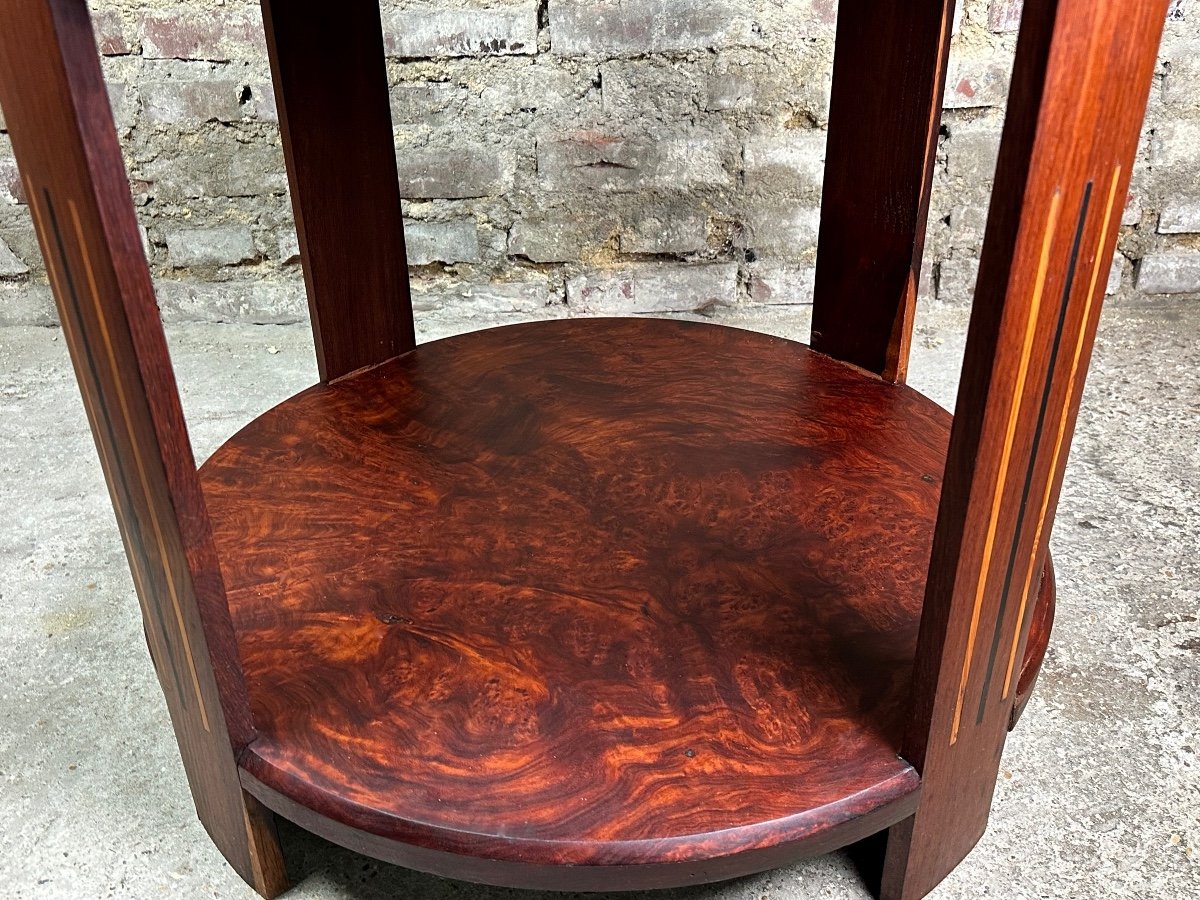 Art Deco Side Table / Pedestal Table In Rio Rosewood-photo-8